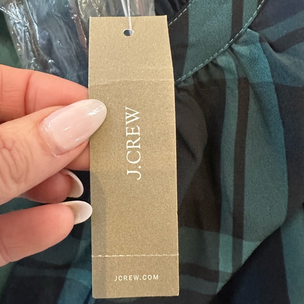 NWT J. Crew Ruffle Puff Sleeve Black Watch Tartan Plaid Dress - Picture 11 of 14